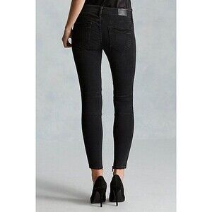 New $219 Womens 24 True Religion Brand Jeans NWT Halle Skinny Black Tar Ankle Zi